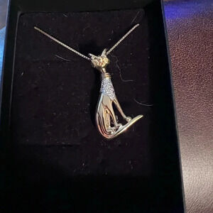 RARE 🚨Vintage Sterling Silver Cat with CZ collar